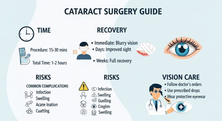 Cataract Surgery Guide: Time, Recovery, Risks & Vision Care